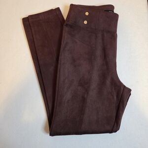 Marc New York Brown High-Waisted Suede Ankle Pants with Gold Buttons. XS
